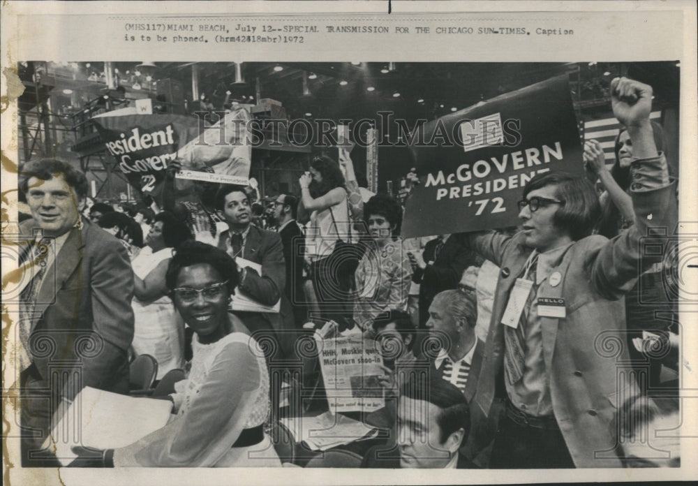 1972  Cheering McGovern&#39;s Victory Illinois - Historic Images