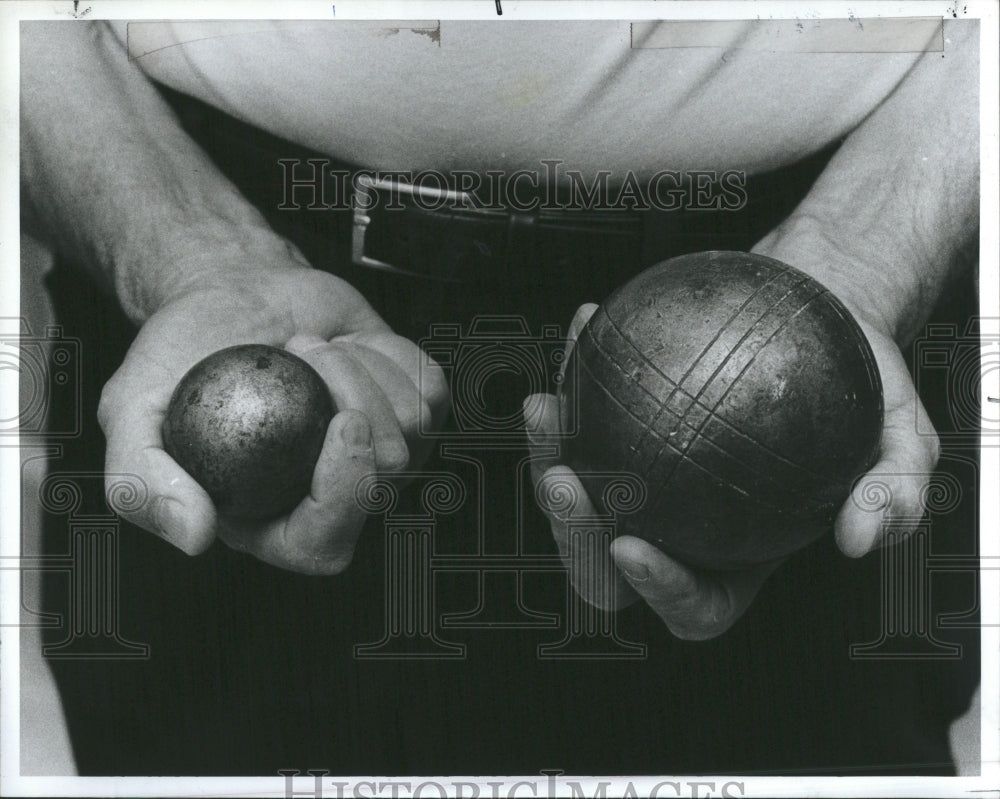 1982 Buddys Boccl Balls Preson Hand - Historic Images