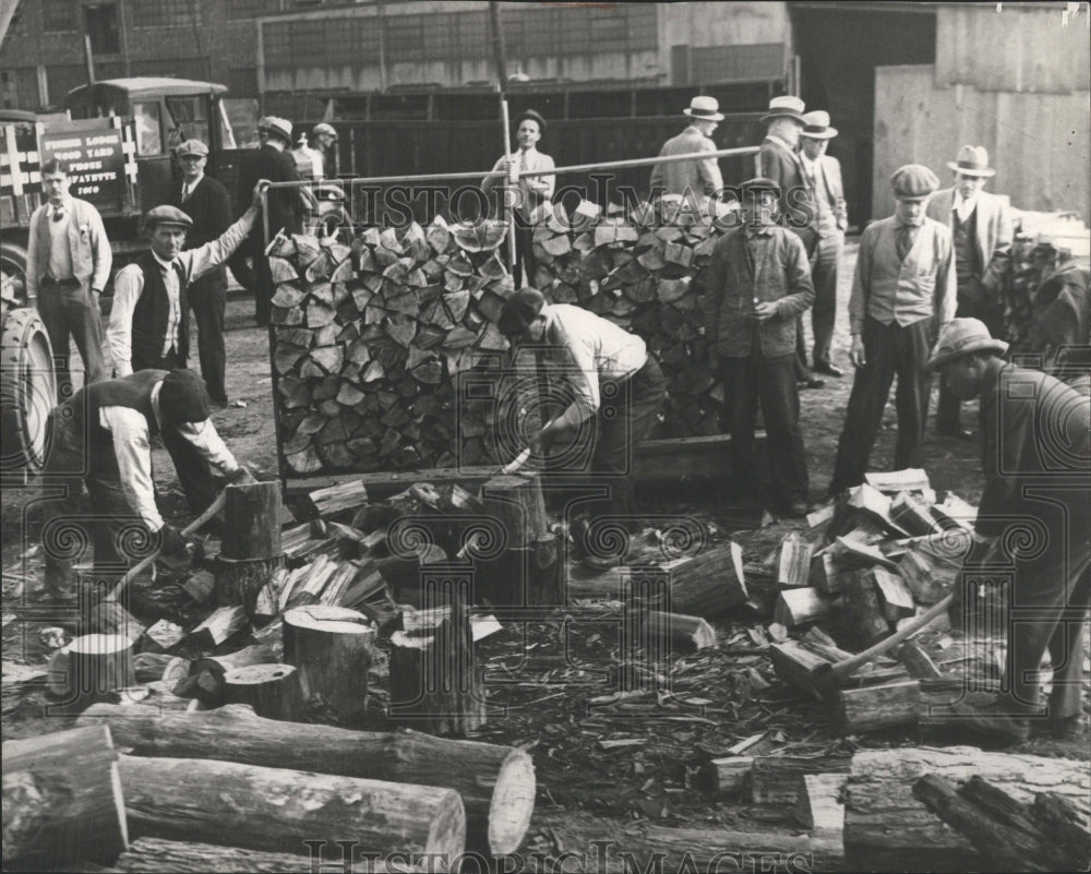 1931 Men Chopping Wood in Detriot - Historic Images