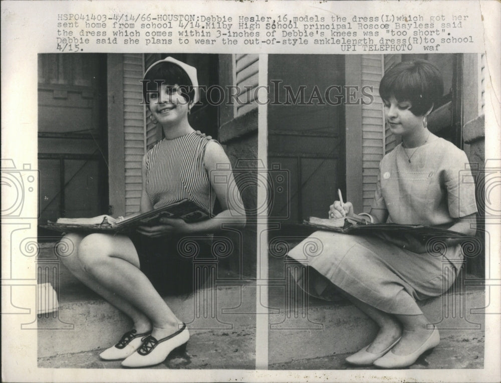 1966 Debbie Hesler modeling dress - Historic Images