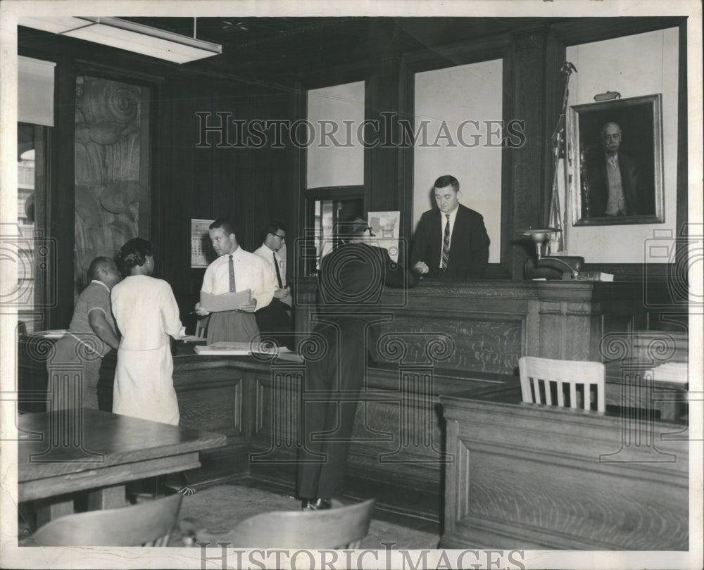 1961 Municipal Court Hearing Couple In Debt - Historic Images