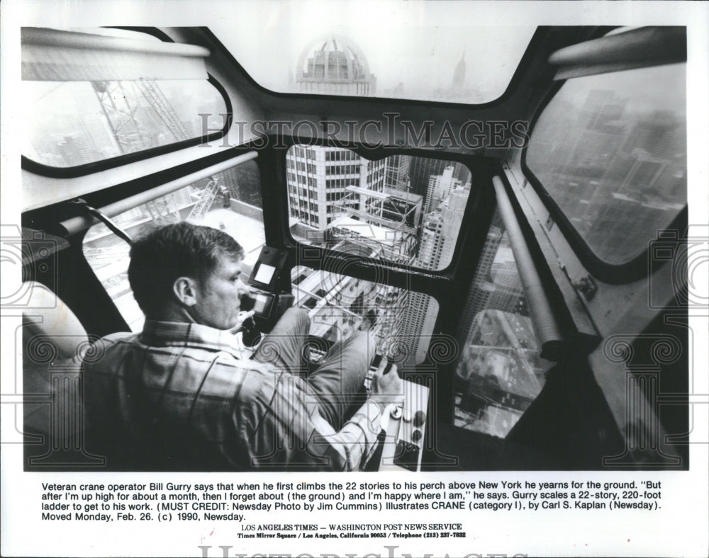 1990 Bill Gurry Crane Operator New York - Historic Images