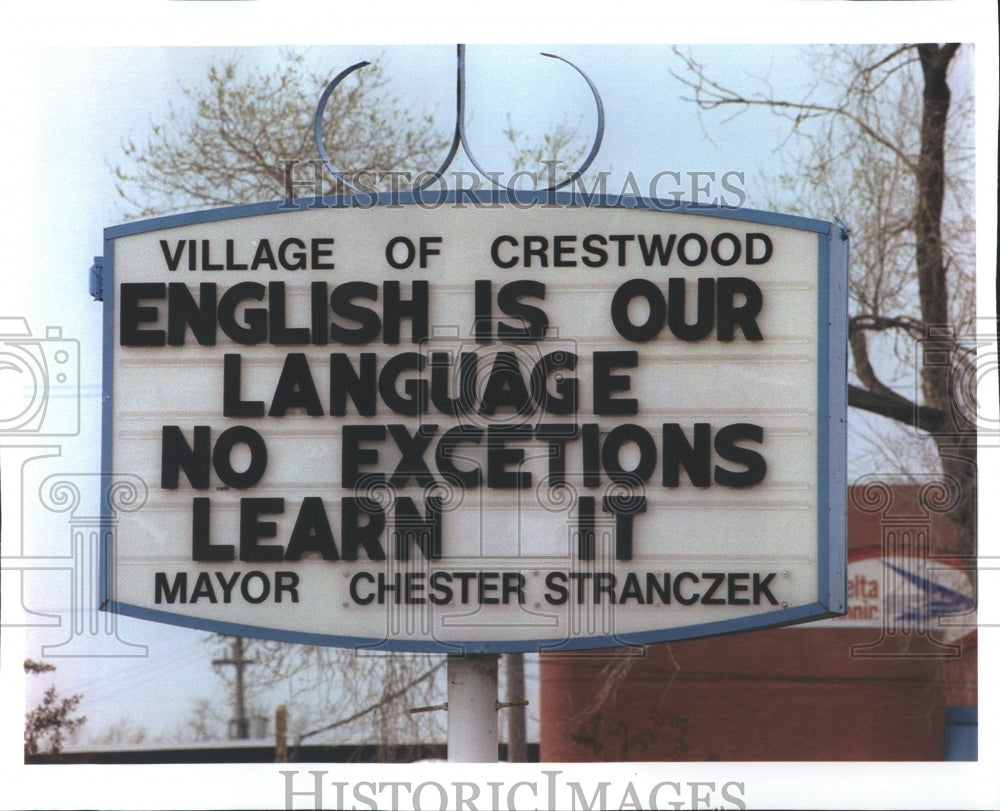 1996 Crestwood Village Hall Sign Mayor - Historic Images