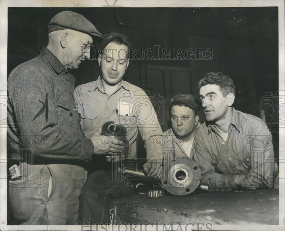 1952 Workers from Crane changing bearings - Historic Images