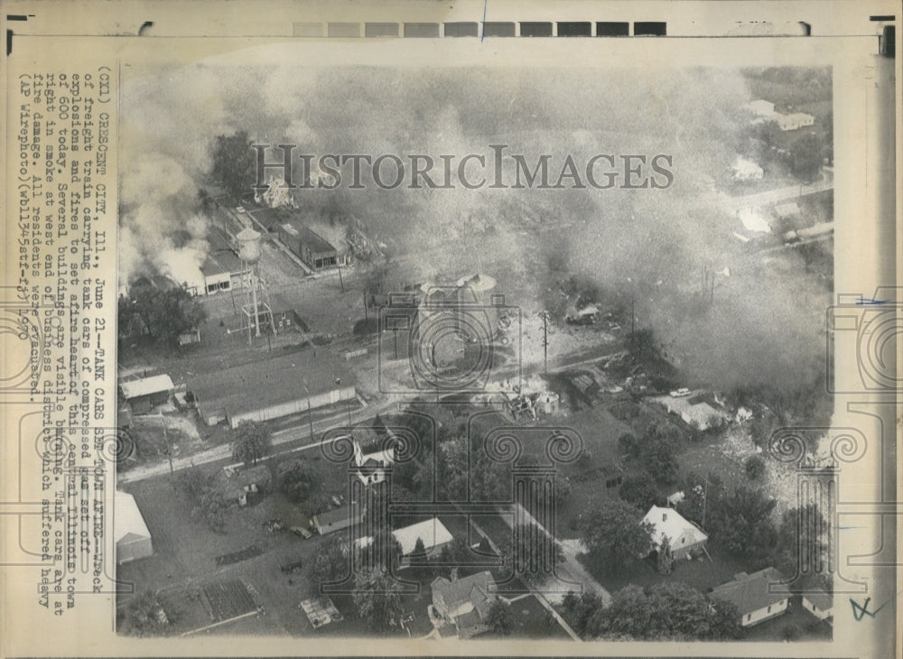 1970 Railroad Tan Fires Crecent City IL - Historic Images