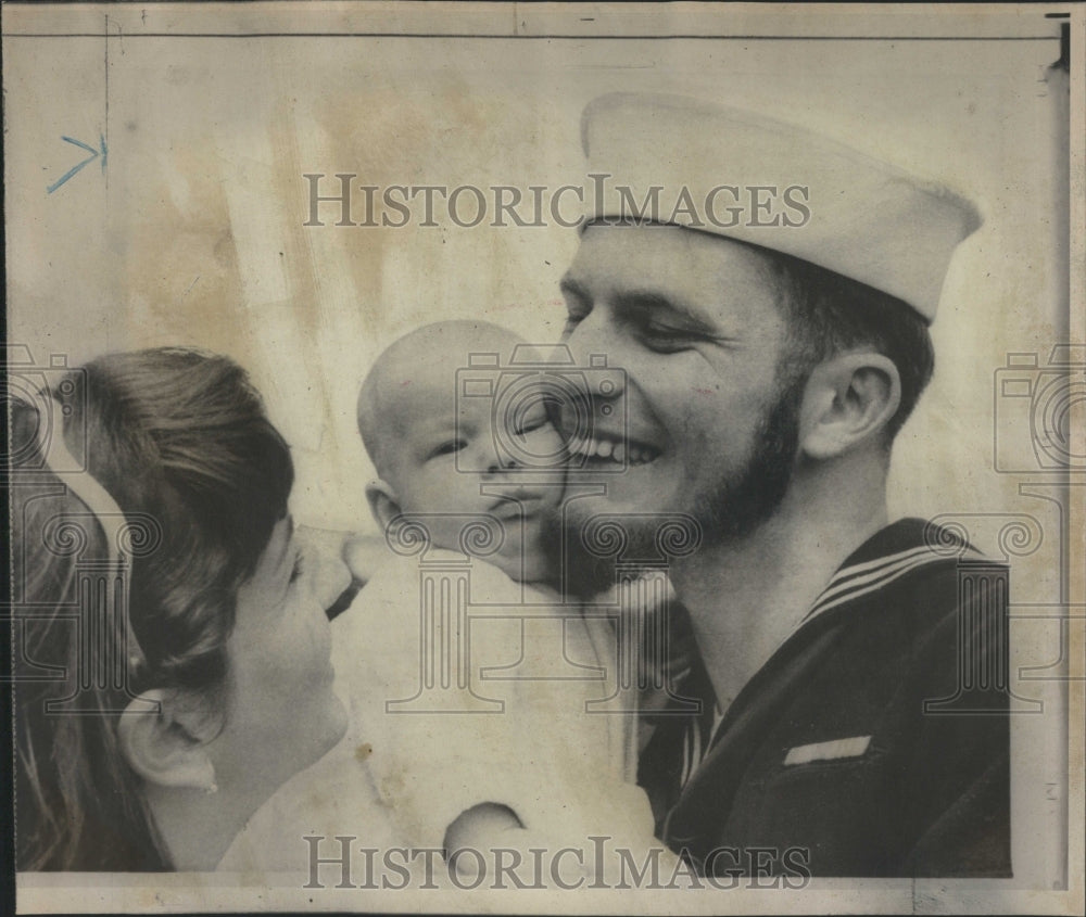 1966 Seaman Walters, his son and Mrs Walter - Historic Images