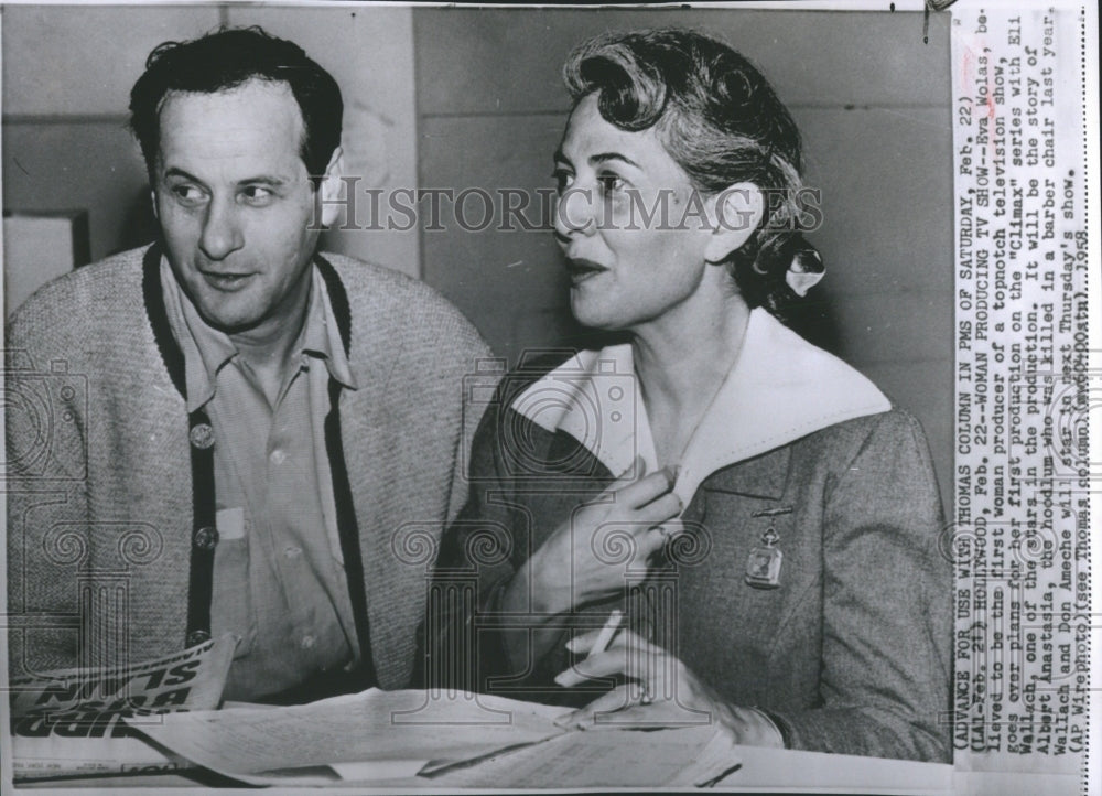 1958 Press Photo Eva Wolas and Eli Wallach. Climax - Historic Images