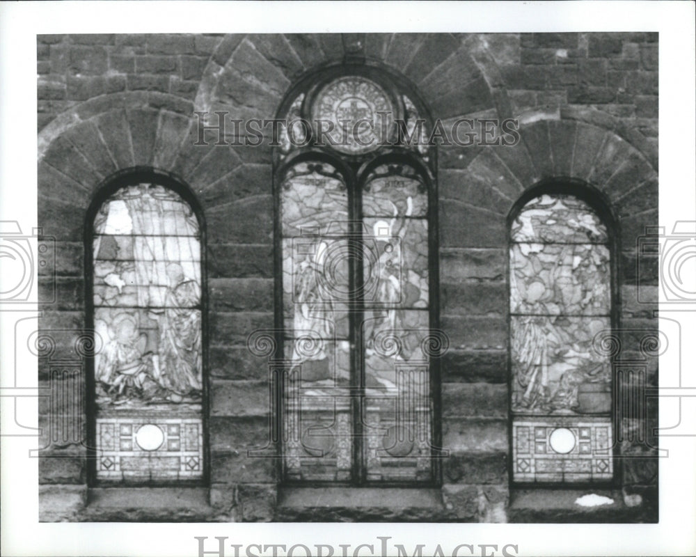 1990 Windows Glass Paintings Wall Christian - Historic Images