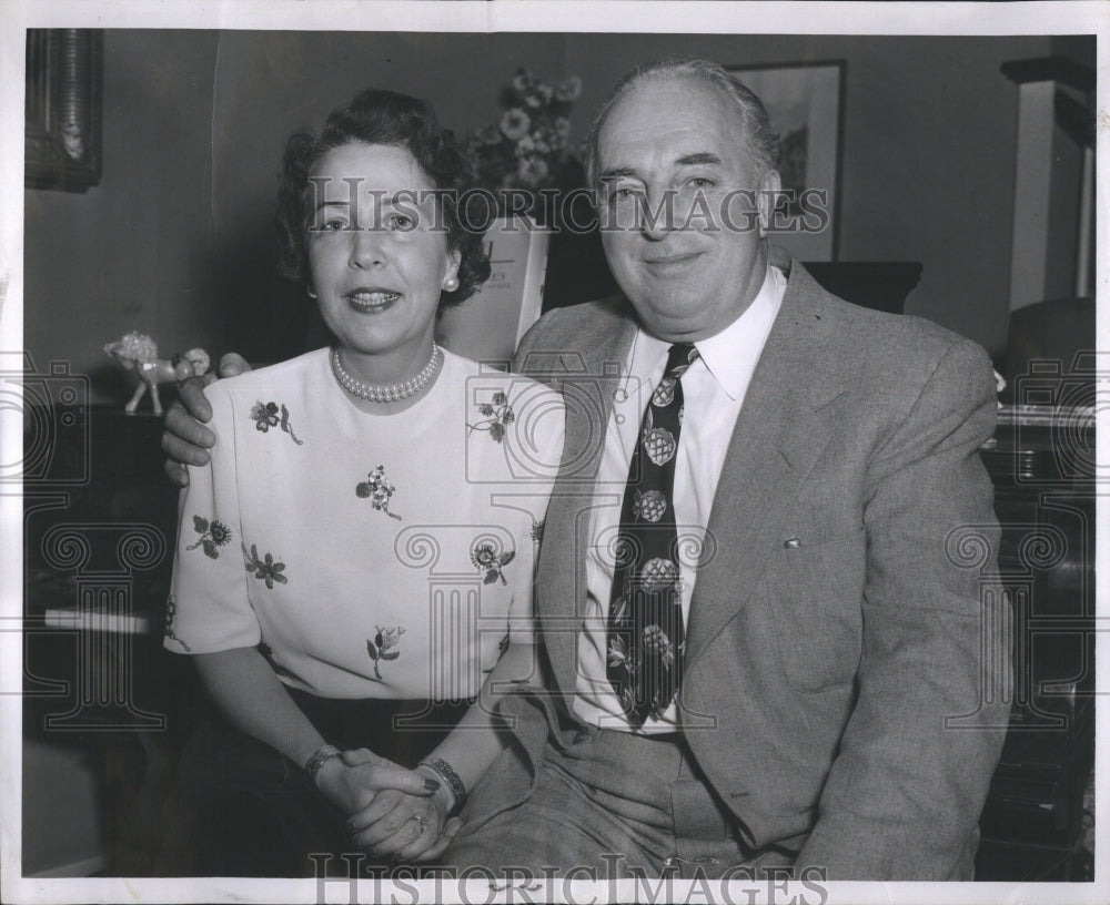 1953 Fashionable Elderly Couple Inside Home - Historic Images