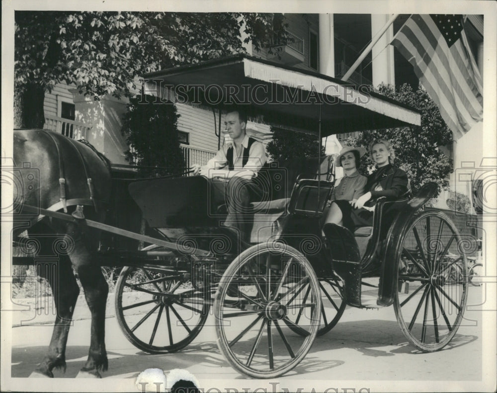Two Women Horse Buggy Carriage - Historic Images