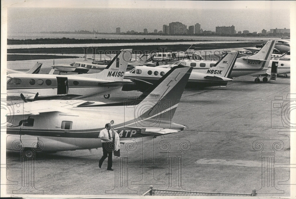 1980 Meigs Field Crowded Stacked Planes - Historic Images