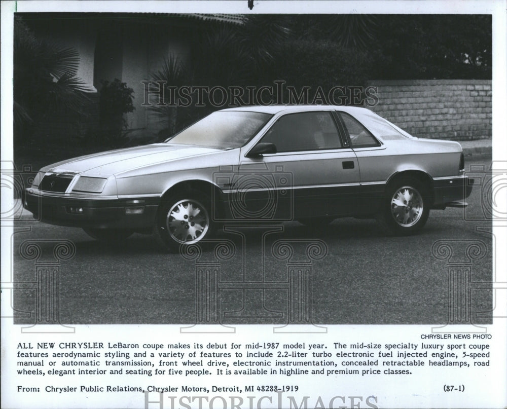 1987 Chrysler LeBaron Luxury SPort Coupe - Historic Images