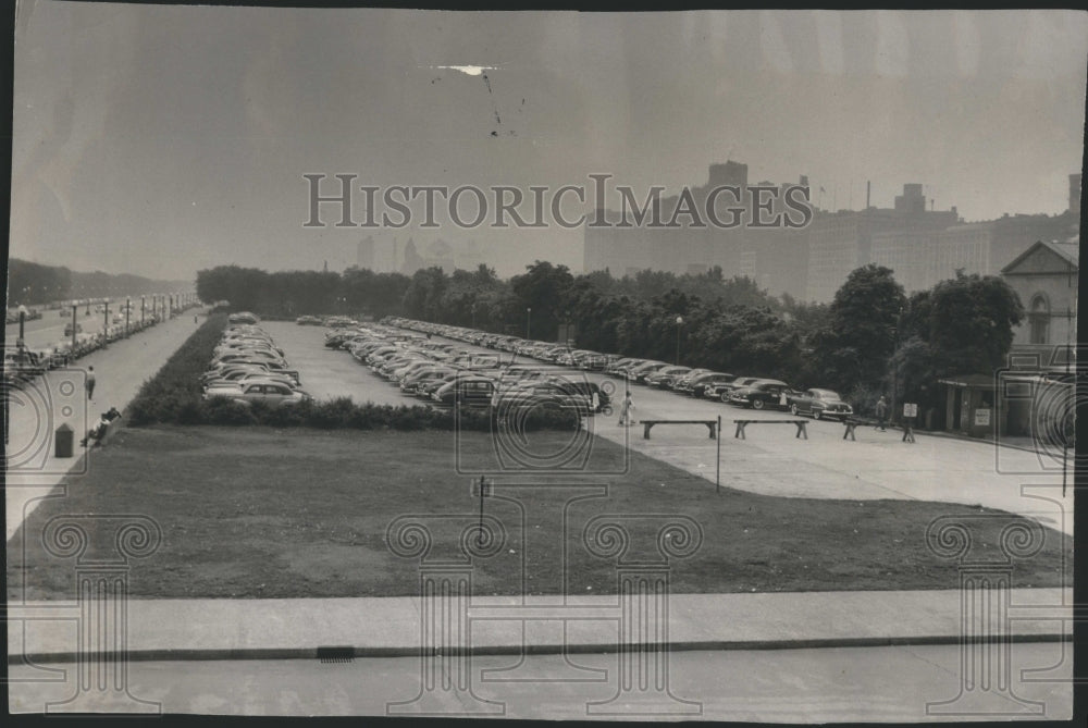 1949  Goodman theatre parking lot - Historic Images