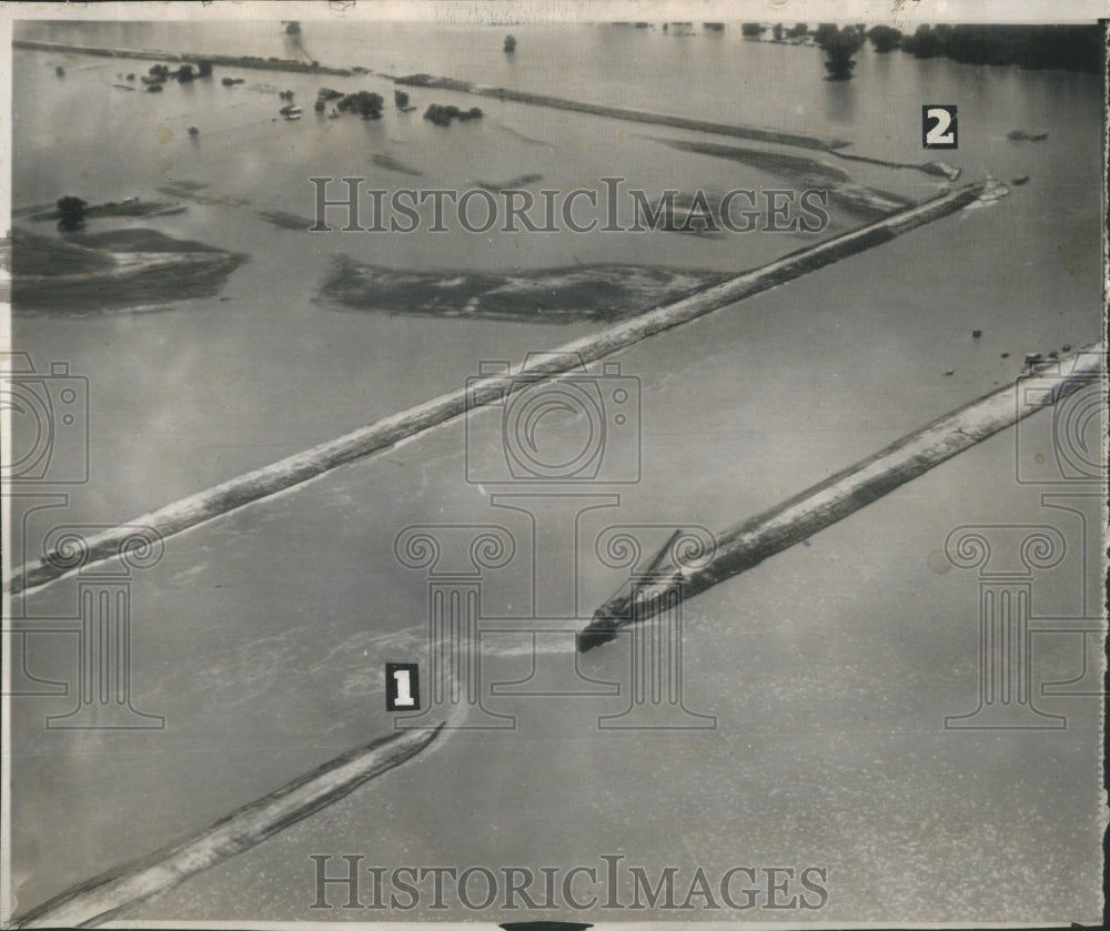 1947 Rockwood Illinois Flooded Levee Breach - Historic Images