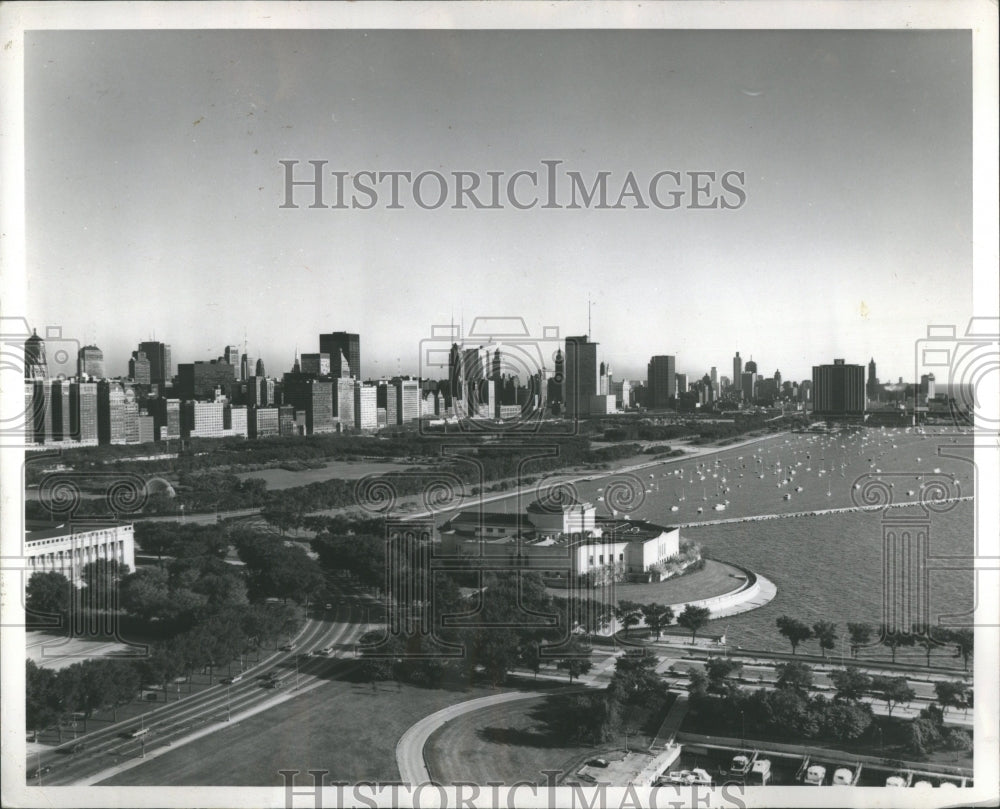 Circa 1990 Press Photo Shedd Aquarium Aerial View Lake - Historic Images