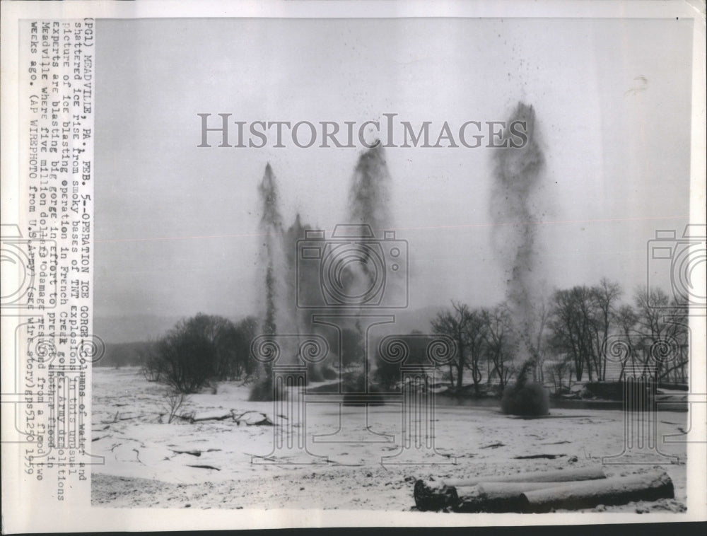1959 Press Photo Celumns Water French Creek Groge TNT - Historic Images