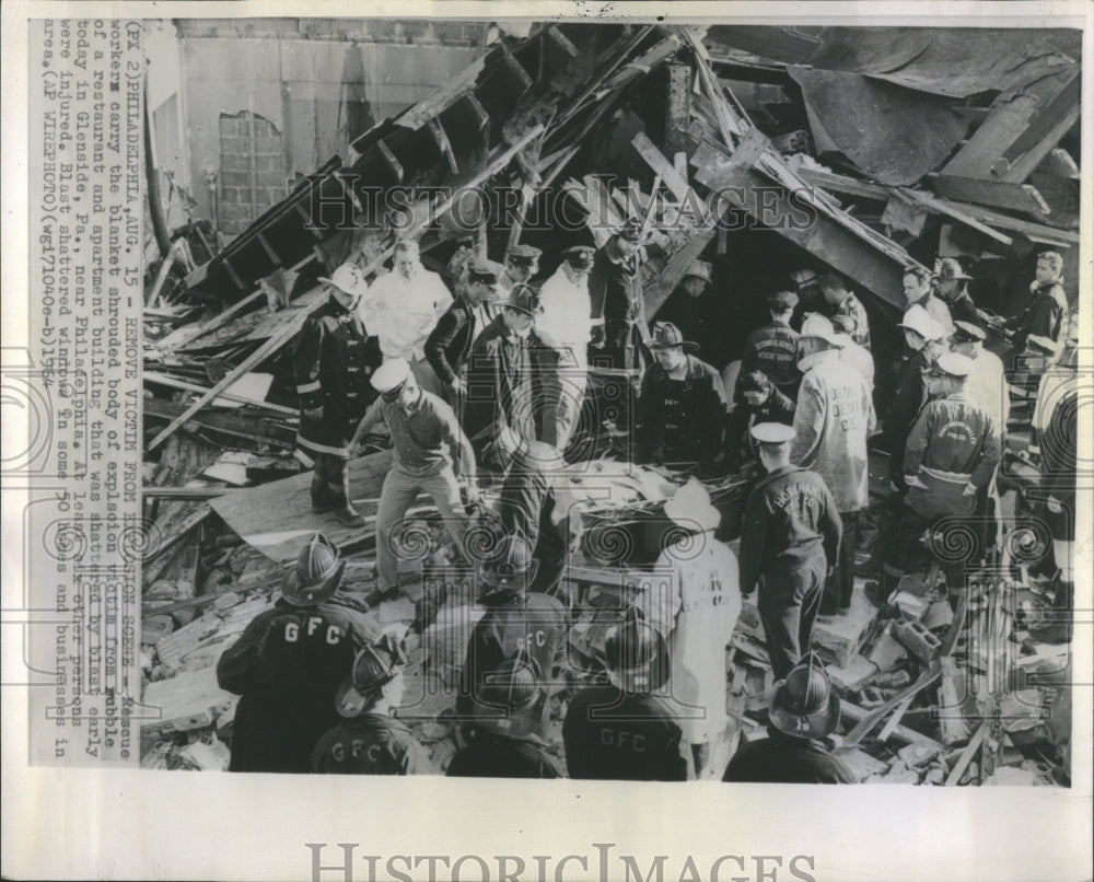 1964 Victim Explosion Scene Body Workers Bo  - Historic Images