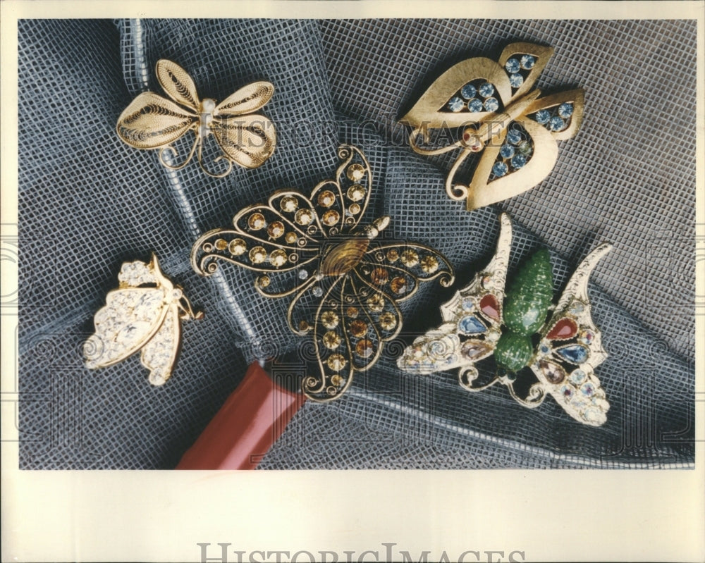 1993 Butterflies Flit Rhinestone Profile - Historic Images