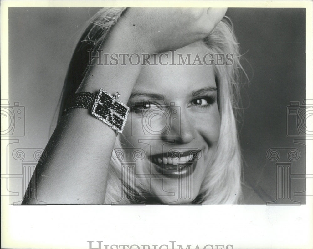 1985 Fun Bracelet Wrist Watch Rhinestone - Historic Images