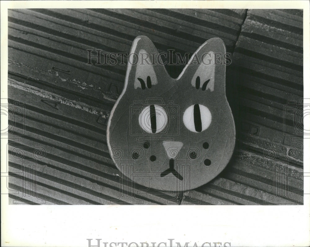 1986 Wildgirl Gray Cat Handmade Porcelain - Historic Images