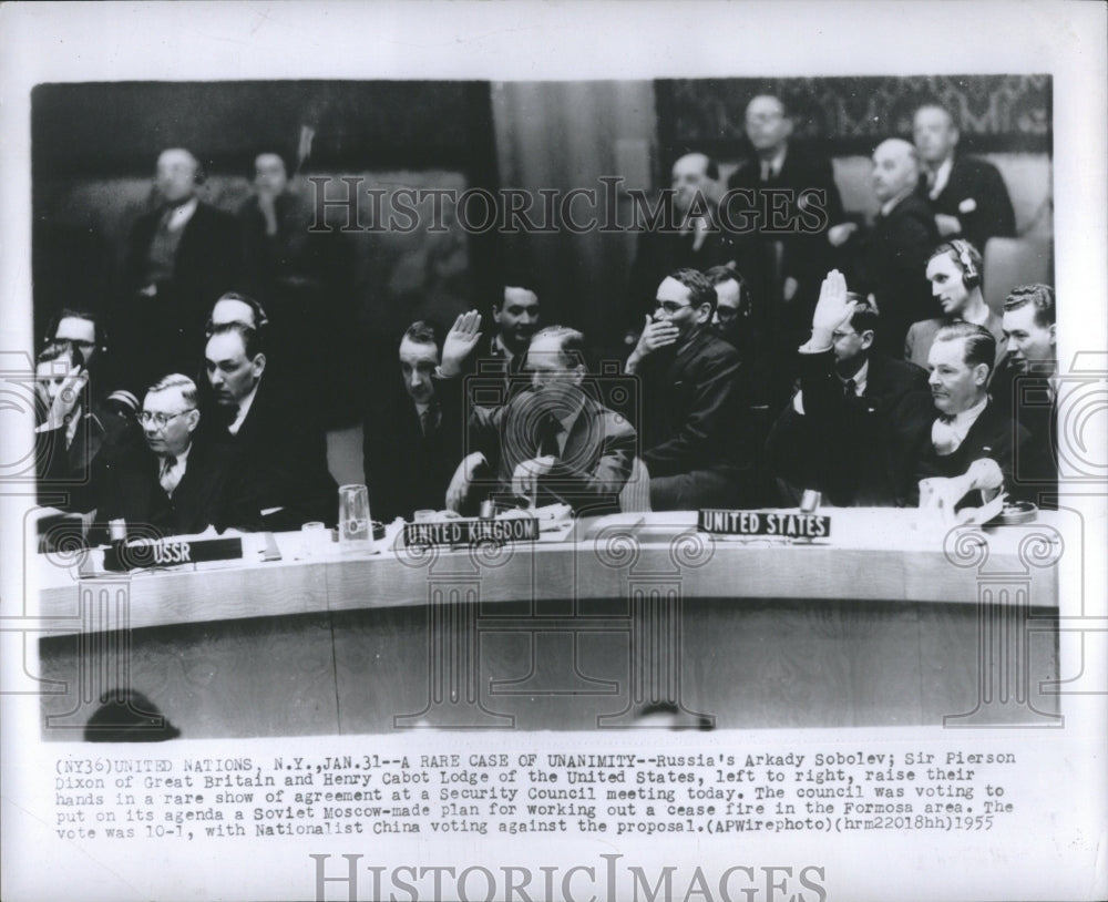 1955 Press Photo United Nations USSR UK US Agreement - Historic Images
