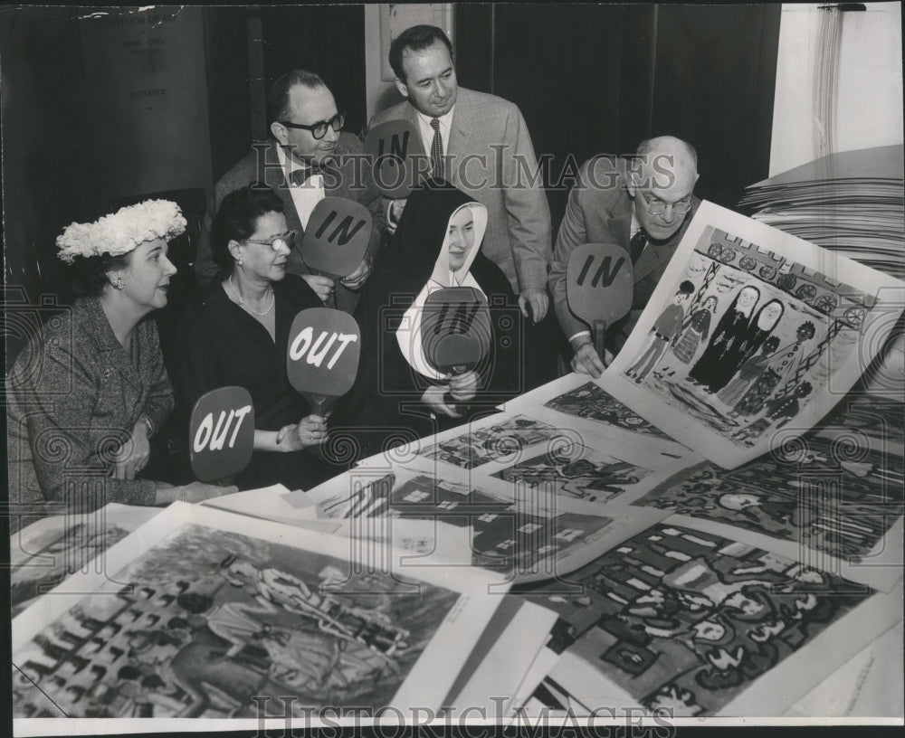1958 Board Education Art Contest Judges - Historic Images