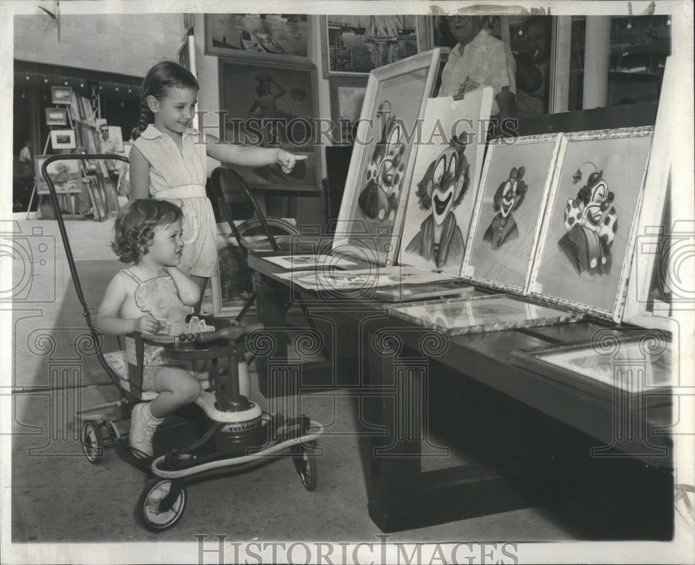 1957 Lincoln Village Crafts Fair Clown Art - Historic Images