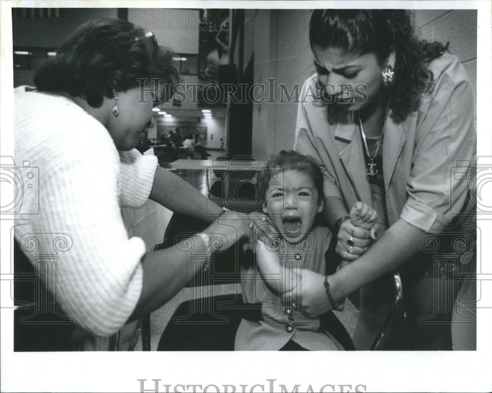 1992 Back School Immunizations Child Crying - Historic Images