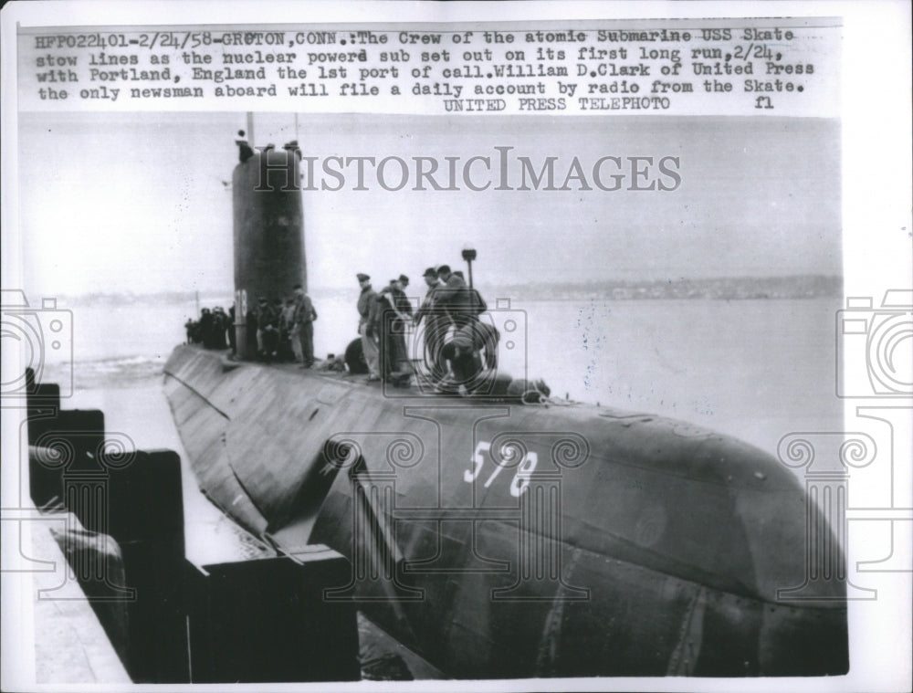 1958 USS Skate Sets Out on First Long Run - Historic Images