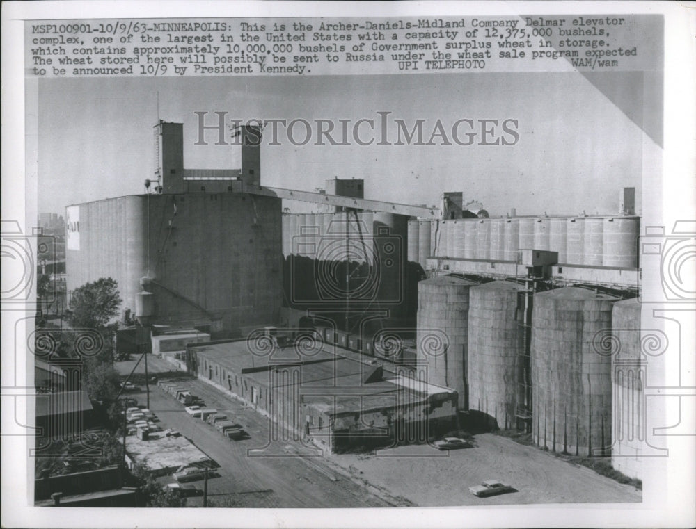 1963 Press Photo Grain Elevators Minneapolis Delmar - Historic Images