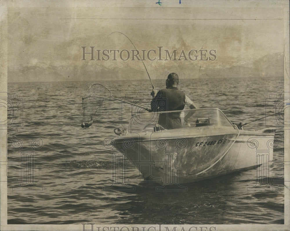 1976 Lake Tahoe Fishing Boat Net Mackinaw - Historic Images