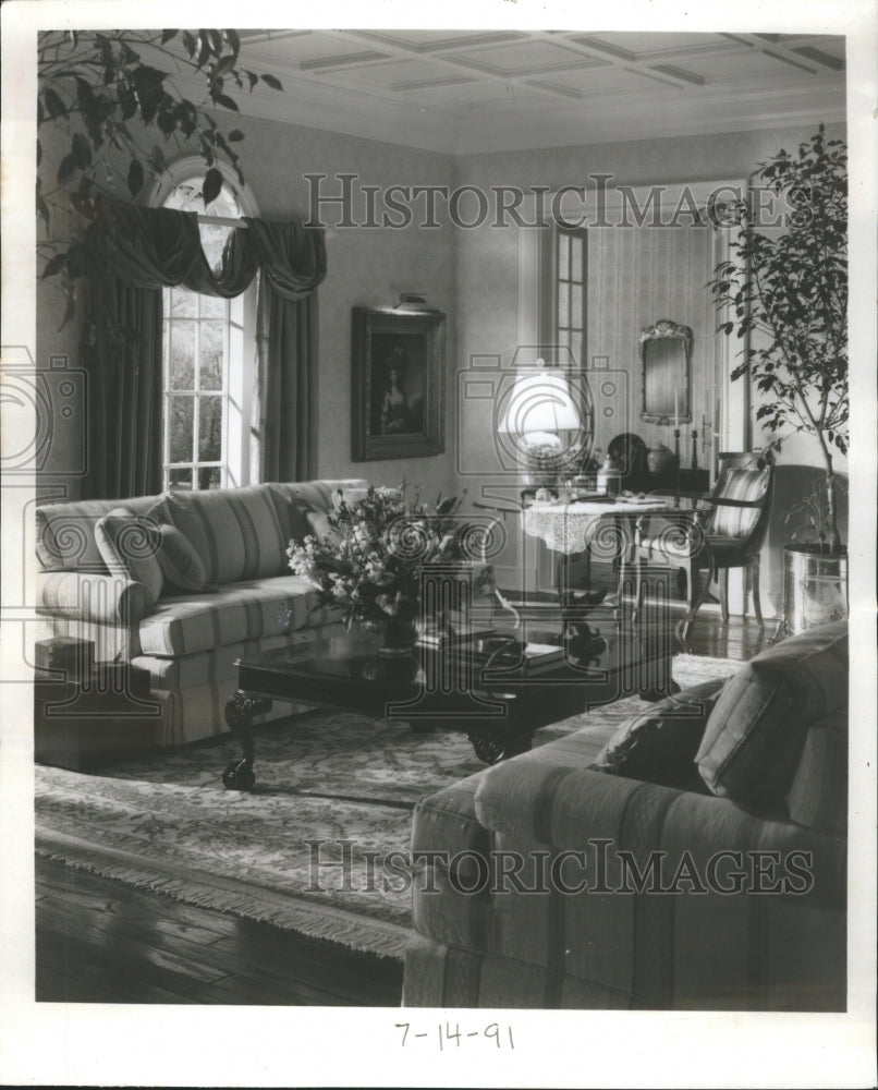 1991 Matching Sofas Living Room Decor - Historic Images