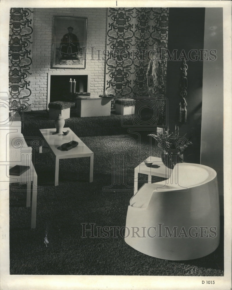 1972 Living Room Oriental Modern Mix Decor - Historic Images