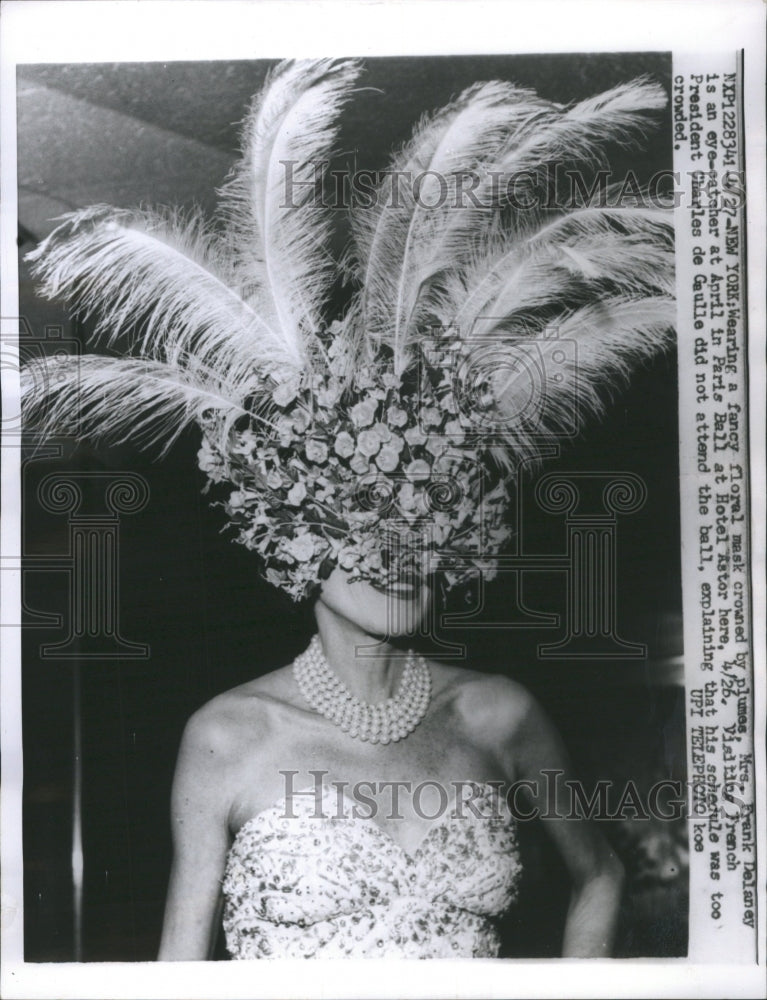  Mrs Dalaney wearing a fancy floral mask - Historic Images