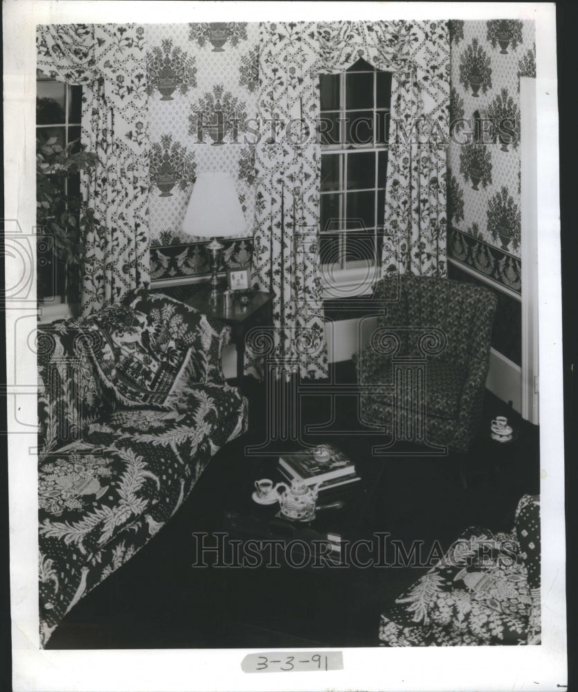 1991 Living Room Decorated Multiple Pattern - Historic Images