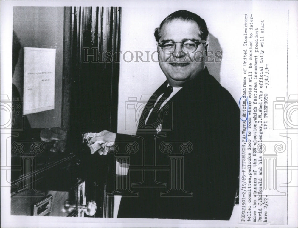 1965 Press Photo Wayne Antrim United Steel Workers