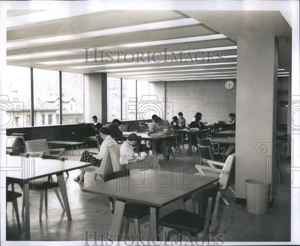 1956 Press Photo The lounge of Wayne library.