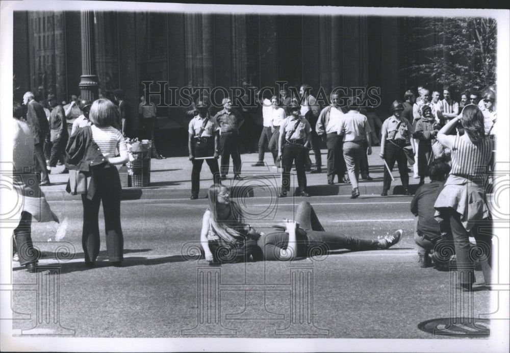 1970 Press Photo Students Wayne State University Rally