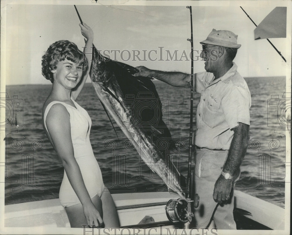 1964 Press Photo Sailfish Caught Gulf Stream Miami