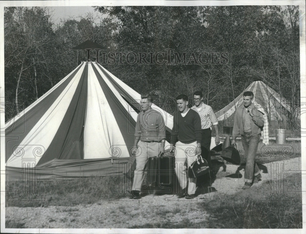 1956 Press Photo SIU Students Leaving Tents New Dorms