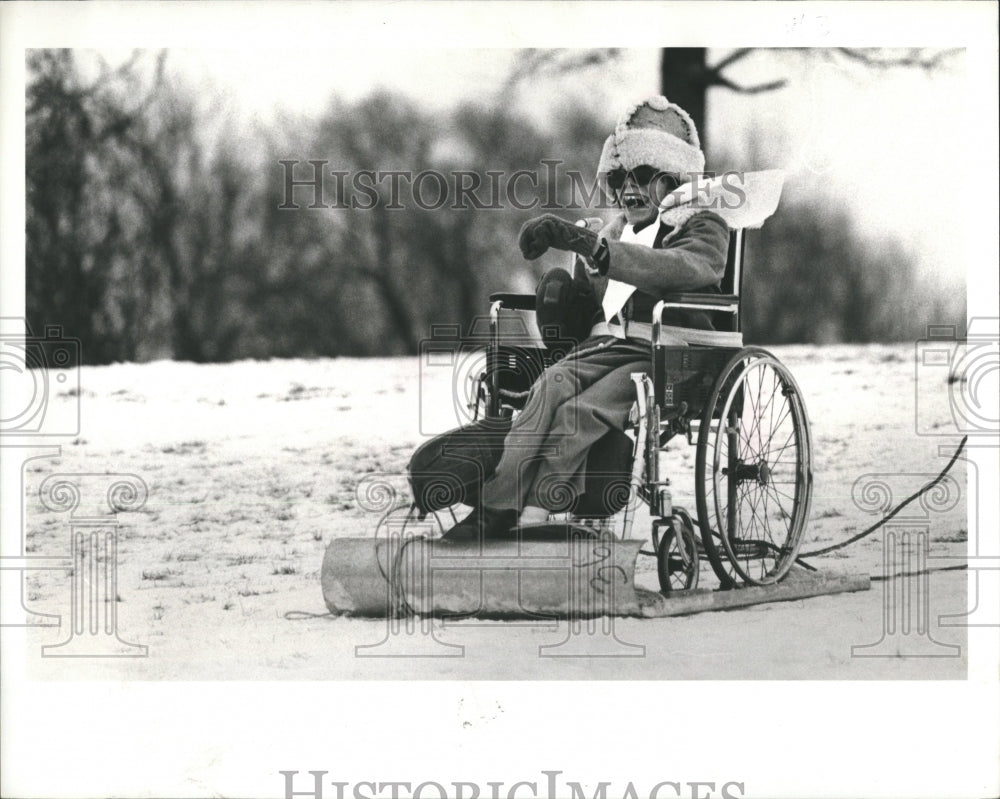 1982 Press Photo Special Olympics Winter Wheelchair Ski