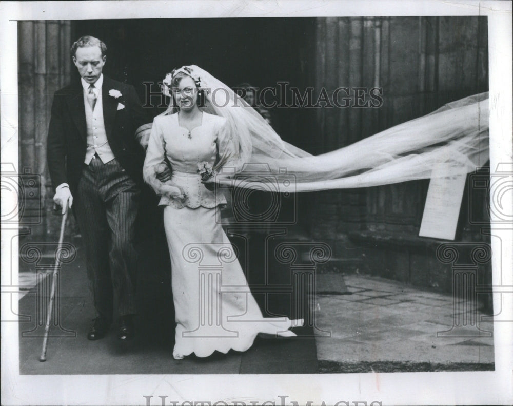 1947 Press Photo Richard Wood Diana Lellet Marriege