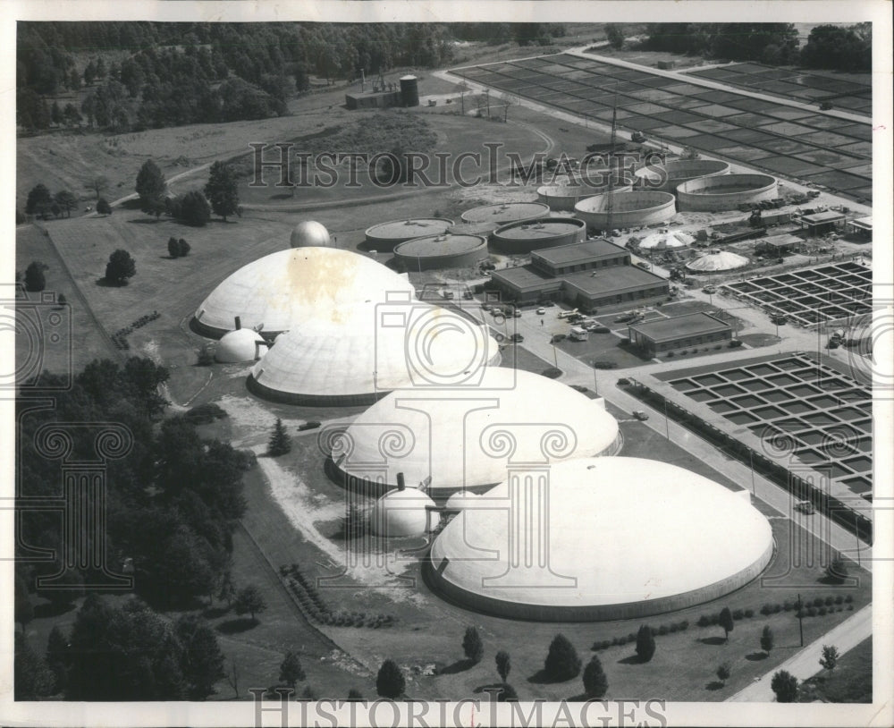 1972 Press Photo Wastewater Treatment Plant Domes