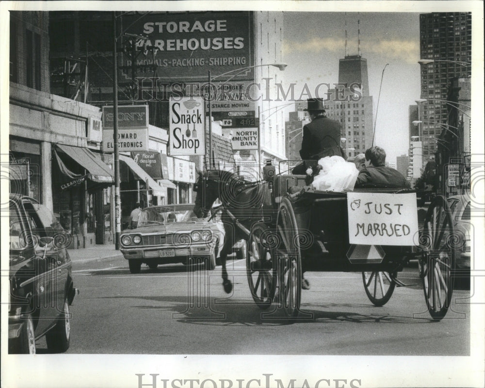 1982 Press Photo Marriage Horse Carriage Song Jim