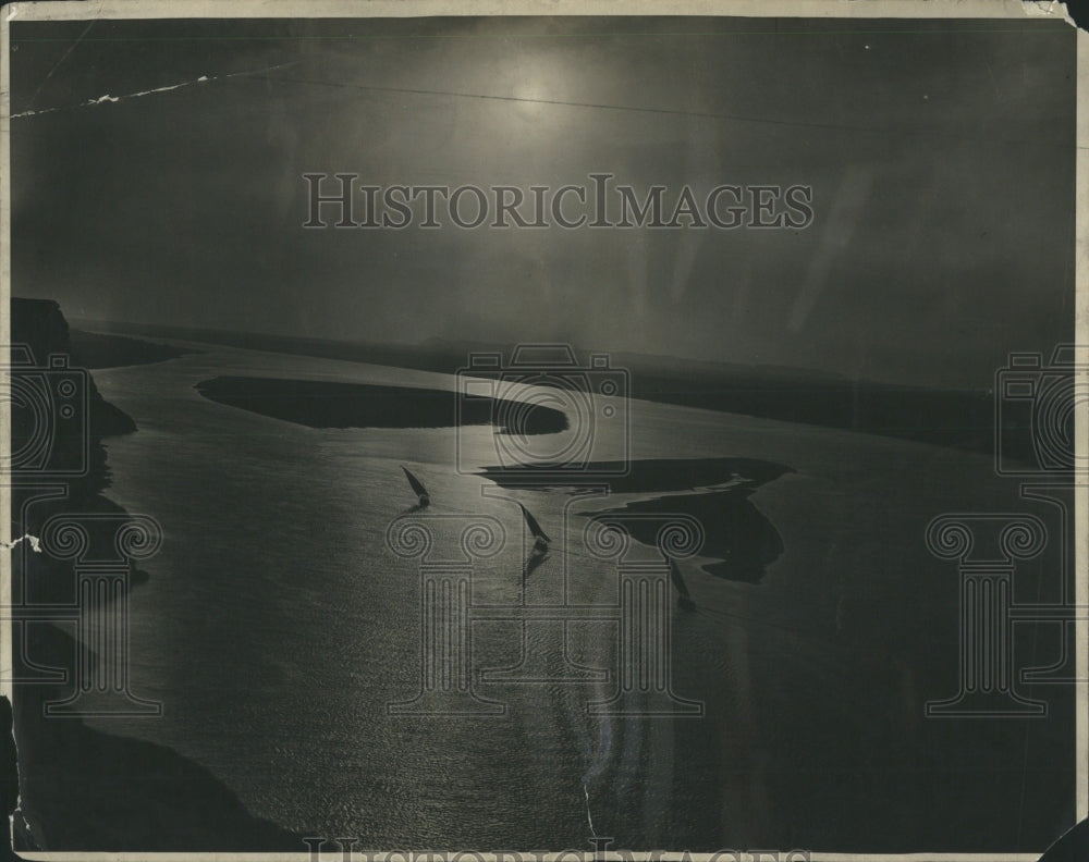 1955 Press Photo Sail Boats in the Nile Sunset