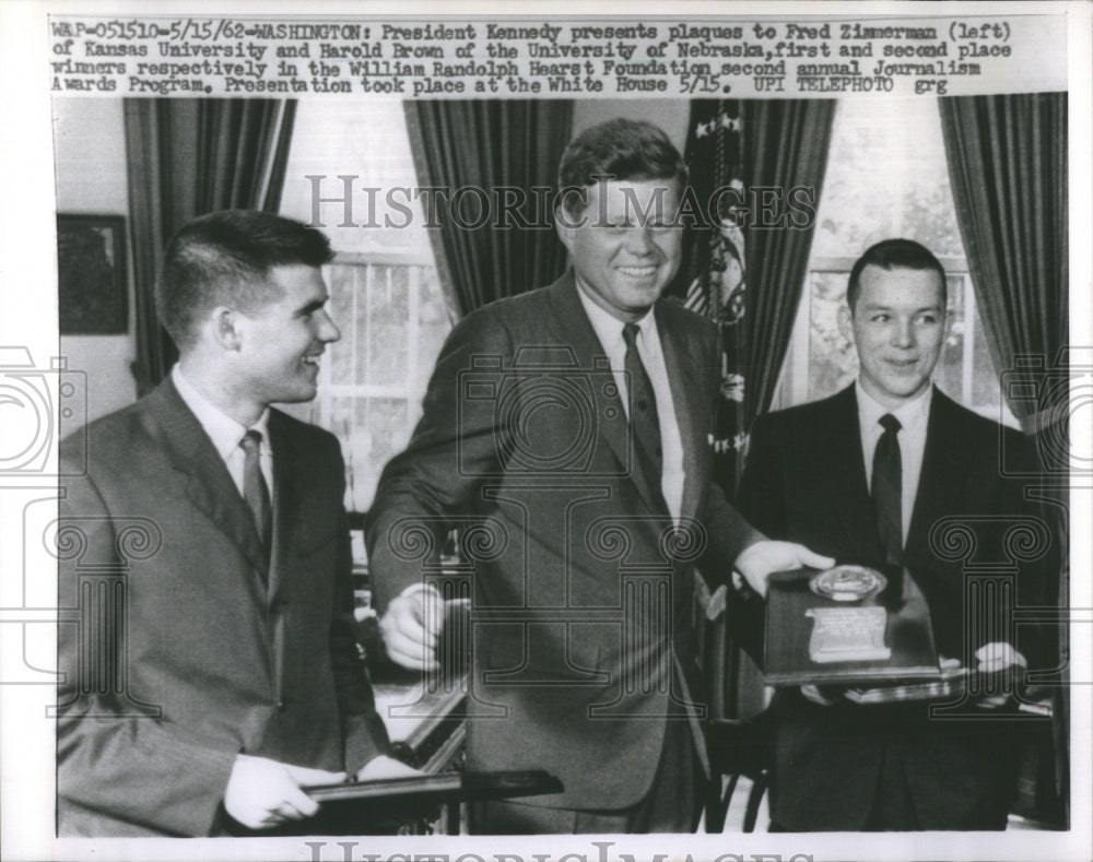 1962 Press Photo Kennedy Plaques Zimerman