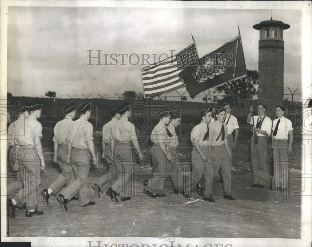 Press Photo Cadets March Retreat Ceremony White Hill