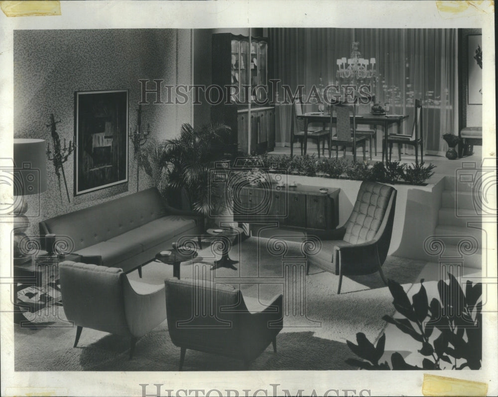 1964 Press Photo Kroehler Design Living Room Decor