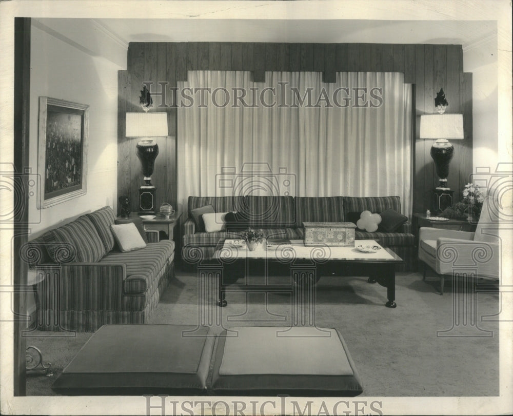 1961 Press Photo Living Room19th Century Old-Fashione