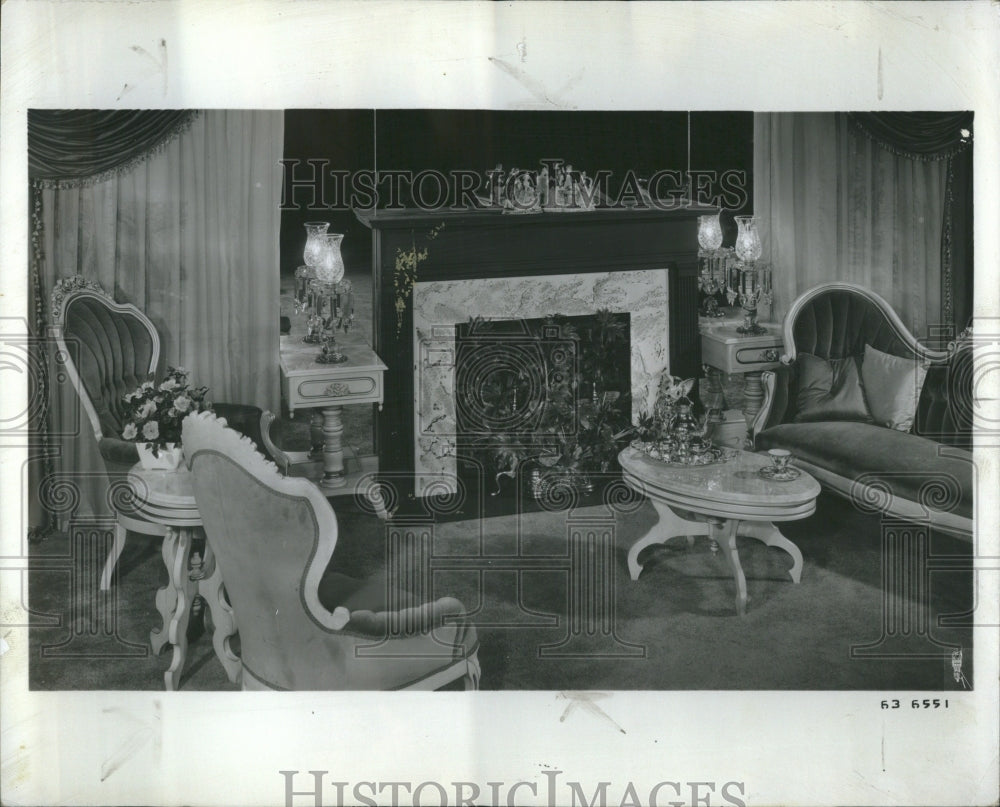 1964 Press Photo Victorian Living Room Decor